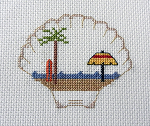 scallop shell beach scene cross stitch pattern