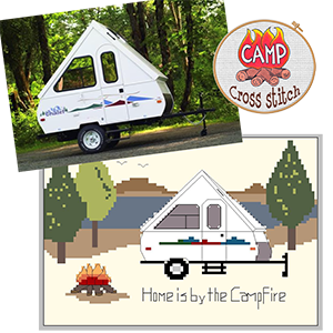 A Frame camper cross stitch pattern