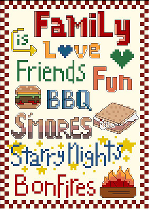 family words cross stitch pattern