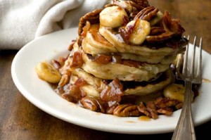 banana bacon and pecon pancakes